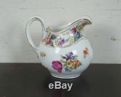 Antique Schumann Dresden Empress Teapot Sugar & Creamer Tea Set Bavaria Flowers