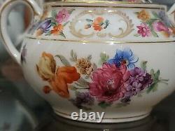 Antique Schumann Dresden Empress Teapot Sugar & Creamer Tea Set Bavaria Flowers