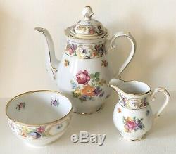 Antique Schumann Dresden Line EMPRESS Porcelain Mini 2C TEAPOT Creamer Sugar SET