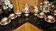Antique Set Footed Teapot/sugar/creamer/pitcher & 4 Cups/saucers Hand Painted
