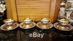 Antique Set Footed Teapot/Sugar/Creamer/Pitcher & 4 Cups/Saucers HAND PAINTED