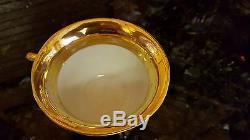 Antique Set Footed Teapot/Sugar/Creamer/Pitcher & 4 Cups/Saucers HAND PAINTED
