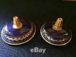 Antique Sevres 1800's Porcelain Handpainted French Tea Set Cobalt Blue Gold Gilt