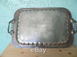 Antique Sheffield England Crafton Silver Plate Tea Set & Lg Serving Tray 1920s