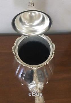 Antique Silverplate Wallace Baroque Coffee Tea Pot Creamer Sugar Tray 6-Pc Set
