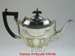 Antique Solid Silver Teapot Set 1906 Birmingham By William J Holmes
