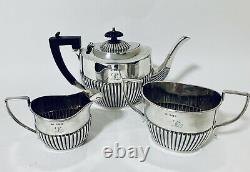 Antique Solid Sterling Silver Tea Set Service Teapot Sugar Bowl Milk Jug 1905