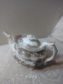 Antique Staffordshire Eng Porcelain Transferware Teapot Lid Feet As-Found Lovely