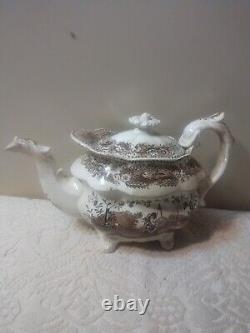 Antique Staffordshire Eng Porcelain Transferware Teapot Lid Feet As-Found Lovely