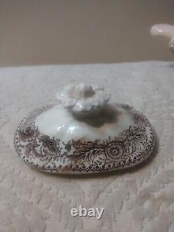 Antique Staffordshire Eng Porcelain Transferware Teapot Lid Feet As-Found Lovely