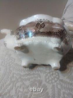 Antique Staffordshire Eng Porcelain Transferware Teapot Lid Feet As-Found Lovely