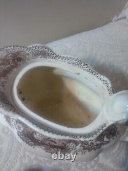 Antique Staffordshire Eng Porcelain Transferware Teapot Lid Feet As-Found Lovely