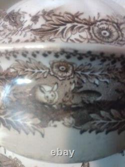 Antique Staffordshire Eng Porcelain Transferware Teapot Lid Feet As-Found Lovely