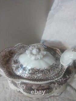 Antique Staffordshire Eng Porcelain Transferware Teapot Lid Feet As-Found Lovely