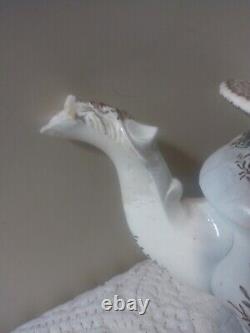 Antique Staffordshire Eng Porcelain Transferware Teapot Lid Feet As-Found Lovely