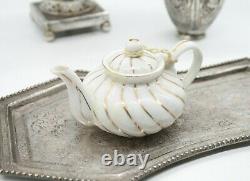 Antique Sterling Silver Samovar, Ceramic Tea Pot, 2 Sterling Jugs, Tray Set