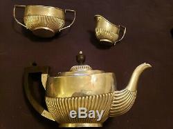 Antique Sterling Silver Teapot Set with Creamer & Sugar H. B. English