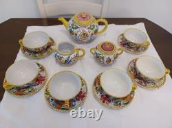 Antique Tea Set Bari Di Italy Florentine Design 1950s With6 Cups & Saucers