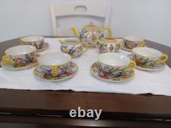 Antique Tea Set Bari Di Italy Florentine Design 1950s With6 Cups & Saucers