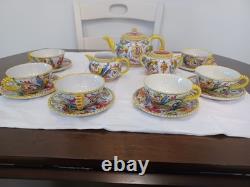 Antique Tea Set Bari Di Italy Florentine Design 1950s With6 Cups & Saucers