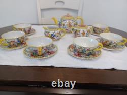 Antique Tea Set Bari Di Italy Florentine Design 1950s With6 Cups & Saucers