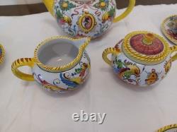 Antique Tea Set Bari Di Italy Florentine Design 1950s With6 Cups & Saucers