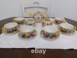 Antique Tea Set Bari Di Italy Florentine Design 1950s With6 Cups & Saucers