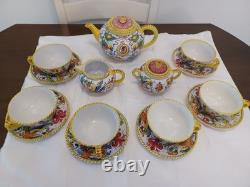 Antique Tea Set Bari Di Italy Florentine Design 1950s With6 Cups & Saucers