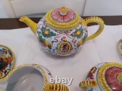 Antique Tea Set Bari Di Italy Florentine Design 1950s With6 Cups & Saucers