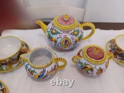Antique Tea Set Bari Di Italy Florentine Design 1950s With6 Cups & Saucers