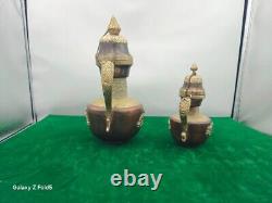 Antique Tibetan Tea Pot Set, Little and Large, Stunning Silver Styled and Copper