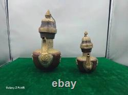 Antique Tibetan Tea Pot Set, Little and Large, Stunning Silver Styled and Copper