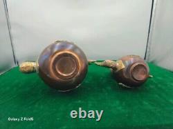 Antique Tibetan Tea Pot Set, Little and Large, Stunning Silver Styled and Copper