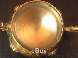 Antique Twisted Brass Clawfoot Coffee & Tea Set 4-piece Kettle, Pot, Sugar Bowl