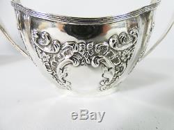 Antique Victorian 1896 Sterling Silver Bachelor's 3pc Teaset Teapot Jug Bowl Set