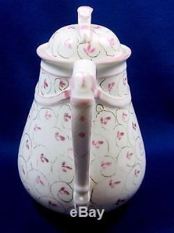 Antique Victorian BSM Schwalb Brothers Handpainted Pink & Gilt 3PC Tea Pot Set
