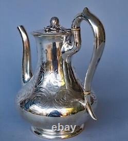 Antique Victorian Era Elkington & Co. Silver Tea or Coffee Pot Hinged Lid 2002