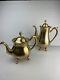 Antique Vintage Acorn Top Brass Teapot And Coffee Pot Set/2 Silver Plated Inside