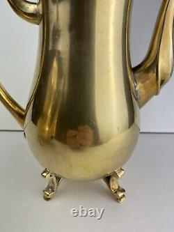 Antique Vintage Acorn Top Brass Teapot and Coffee Pot Set/2 Silver Plated Inside