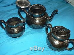 Antique Vintage Meriden Tea Set Quadruple Silver Plate Creamer Sugar Teapot
