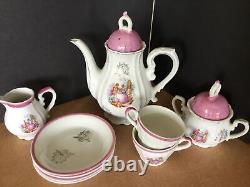 Antique Vintage Victorian Scene 14 pieces China Tea set Musical Tea Pot Japan