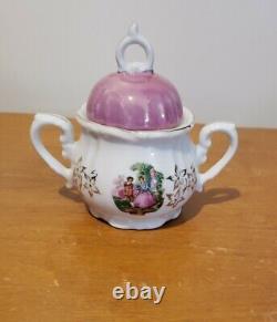 Antique Vintage Victorian Scene 17 pieces China Tea set Musical Tea Pot Japan