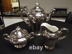 Antique WMF Tea Set Silver Over Porcelain, Tea Pot, Sugar and Creamer