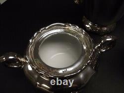 Antique WMF Tea Set Silver Over Porcelain, Tea Pot, Sugar and Creamer