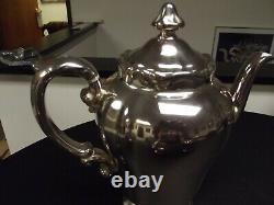 Antique WMF Tea Set Silver Over Porcelain, Tea Pot, Sugar and Creamer