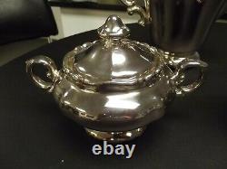 Antique WMF Tea Set Silver Over Porcelain, Tea Pot, Sugar and Creamer
