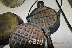 Antique Wagner Cast Iron Child's Saleman's Cookware Set Skillet Griddle Tea Pot