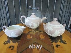 Antique Wedgwood Pale Lilac Jasperware Tea Set (Teapot, Sugar Bowl & Creamer)