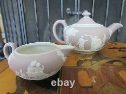 Antique Wedgwood Pale Lilac Jasperware Tea Set (Teapot, Sugar Bowl & Creamer)