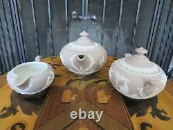 Antique Wedgwood Pale Lilac Jasperware Tea Set (Teapot, Sugar Bowl & Creamer)
